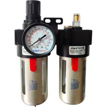 Firetech 1/2 Ikili Şartlandırıcı Seti - Filtre Regülatör Yağlayıcı - BEFC4000 - Pnömatik Hava Şartlandırıcısı Yuvarlak Tip 0.5-8.5 Bar