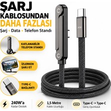 Solezon 240W Type-C Şarj ve Data Kablosu Standlı Type-C To Type-C 1,5 M