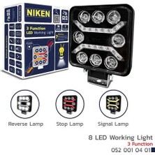 Niken 0520010401 Çalışma Lambası Pro 8 LED 3 Fonksiyon Kare