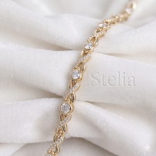 Stelia Xuping Kadın Gold Sonsuzluk Bileklik - 14 Ayar Altın Renk Kaplama Zirkon