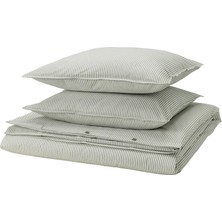 Ikea Solfıbbla Yeşilbeyaz 240X220/50X60 cm Çift Kişilik Nevresim Seti