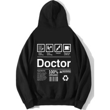 Brz Collection Unisex Oversize Doctor Hoodie Siyah