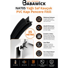 Babawick NAT05 Profesyonel Yağlı Saf Kauçuk Pvc Kapı Pencere Yalıtım Fitili Siyah Izolasyon Tamirat Contası Kaliteli ve Uzun Ömürlü