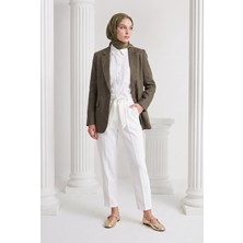 Armine Trend Cepli Kurdale Kemer Detaylı Pantolon Ekru 25YT208