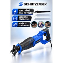 SCHUTZENGER A-2100W Elektrikli Tilki Kuyruğu Kemik Demir Odun Kesme Makinesi Bakır Sargı Devir Ayarlı MAVİ-511