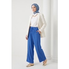 Armine Trend Beli Lastikli Yandan Cepli Dökümlü Bol Kesim Pantolon Indigo 25YT209