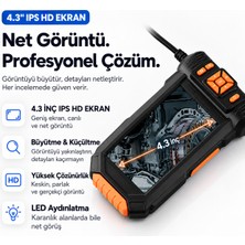 10 Metre 3 Kameralı Ekranlı Kayıt Yapabilen Endoskopi Yılan Kamera