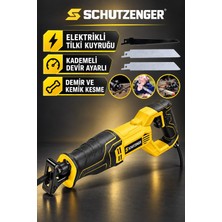 SCHUTZENGER A-2200W Elektrikli Tilki Kuyruğu Kemik Demir Odun Kesme Makinesi Bakır Sargı Devir Ayarlı SARI-409