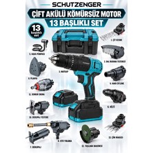 SCHUTZENGER Çift Batarya Kömürsüz Motor Şarjlı Full Set 13 Adet Başlıklı Çantalı