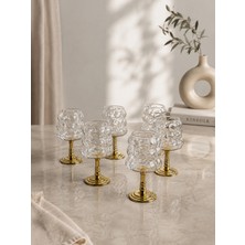 Yzhome 6 Lı Metal Gold Ayaklı Cam Üzüm Kahve Yanı Bardağı Mini Bardak 11*4cm