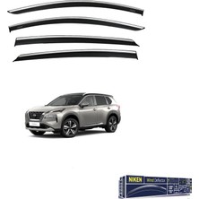 Nissan X-Trail 4 T33 2022+ Kromlu Cam Rüzgarlığı Ön / Arka 4 Parça Füme Polikarbon Mlz. Niken 047NS200201