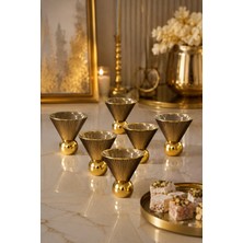 Yzhome 6 Lı Gold Kaplama Cam Ayaklı Kahve Yanı Lokumluk Ikramlık Sunumluk Kase 7*6cm