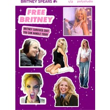 Pofy Studio Britney Spears Temalı Sticker Seti 16 Adet Suya Dayanıklı Etiket, Ajanda, Journal, Bullet Journal, Laptop, Tablet, Defter Sticker
