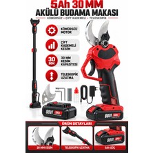 BÖHRER 5Ah 30 mm Çift Kademeli Teleskop Uzatmalı Kömürsüz Akülü Budama Makası