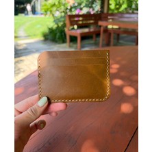 Oakco Leather Hakiki Deri Sütlü Kahve El Yapımı Minimal Kartlık
