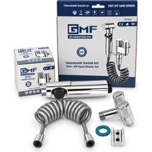 Gmf Taharat Matik Pirinç Çift Çıkışlı Taharat Musluklu 200 cm Pvc Hortumlu Dayanıklı Malzeme