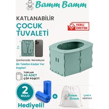 Bamm Bamm Katlanabilir Çocuk Tuvaleti, Portatif Lazımlık 50 kg Taşıma Kapasiteli Kolay Temizlenebilir