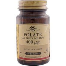 Solgar Folate (Metafolin) 400 mcg 50 Tablet Vegan İçerik ile Besin Takviyesi