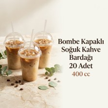 Yatağan Ambalaj 20 Adet Bombe Kapaklı Plastik Soğuk Kahve Bardağı