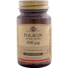 Solgar Folic Acid 400 mcg 100 Tablet Vegan Besin Takviyesi Amerika Menşeli