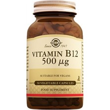 Solgar Vitamin B12 500 mcg - 50 Adet Sebze Kapsülü, Şeker, Tuz, Gluten ve Soya İçermez