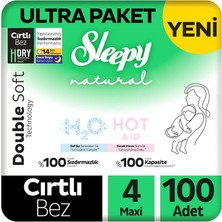 Sleepy Natural Double Soft Ultra Paket Bebek Bezi 4 Numara Maxi 100 Adet