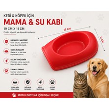 Baron Pet Kedi Köpek Mama ve Su Kabı 19X11 cm Oval Kaymaz Tabanlı - Kırmızı