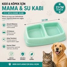 Baron Pet Kedi Köpek Ikili Mama ve Su Kabı 23 cm Kaymaz Tabanlı Çift Bölmeli - Mint Yeşili