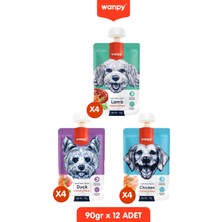 Baron Pet Wanpy Köpek Et Ezmesi 3 Çeşit Karışık 90 gr x 12