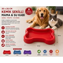 Baron Pet Kemik Şekilli Kedi Köpek Mama ve Su Kabı 30X20 cm Geniş Kaymaz Tabanlı - Kırmızı