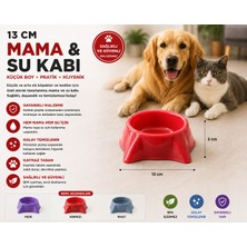 Baron Pet Kedi Köpek Mama ve Su Kabı 13 cm Küçük Boy Kaymaz Tabanlı - Kırmızı