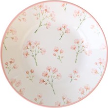 Keramika Minimal Çiçek Çukur Tabak 21 cm 5 Adet