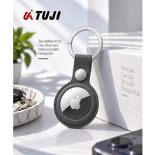 Tuji Airtag 1. ve 2. Nesil Kılıf Orginal Akıllı Takip Cihazı Kılıfı Orginal Tam Koruma Su Geçirmez Hakiki Deri Anahtarlık, Siyah
