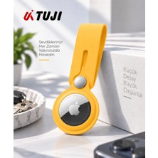 Tuji Airtag 1. ve 2. Nesil Kılıf Orginal Akıllı Takip Cihazı Kılıfı Orginal Tam Koruma Su Geçirmez Silikon Anahtarlık, Sarı