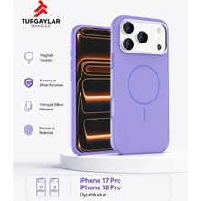 Tuji Premium iPhone 17 Pro ve 18 Pro Uyumlu M-Safe Manyetik Silikon Kılıf – Kamera Korumalı, Yumuşak Dokulu Darbe Emici Telefon Kılıfı, Lila