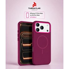 Tuji Premium iPhone 17 Pro Max ve 18 Pro Max Uyumlu M-Safe Manyetik Silikon Kılıf – Kamera Korumalı, Yumuşak Dokulu Darbe Emici Telefon Kılıfı, Koyu Kiraz
