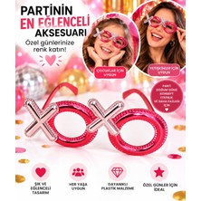 Arya Kostüm Xoxo Parti Gözlüğü Kırmızı Pembe Eğlenceli Parti Aksesuarı Doğum Günü Konsept Etkinlik Gözlüğü