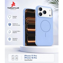 Tuji Premium iPhone 17 Pro ve 18 Pro Uyumlu M-Safe Manyetik Silikon Kılıf – Kamera Korumalı, Yumuşak Dokulu Darbe Emici Telefon Kılıfı, Açık Mavi