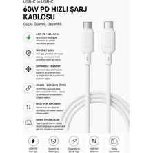 Tuji Premium 60W Pd Type-C To Type-C Hızlı Şarj ve Data Kablosu – 30.000+ Bükülme Dayanımlı, Telefon Tablet Laptop Uyumlu