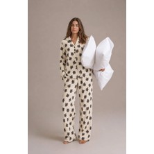 Pemilo Kadın 8240 Kaskorse Uzun Kol Düğmeli Pijama Takımı
