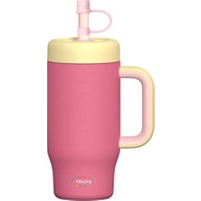 SipnJoy - Handlehug Tumbler Pipetli Suluk 550 ml - Pembe (3 Adet)