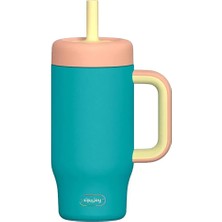 SipnJoy - Handlehug Tumbler Pipetli Suluk 550 ml - Turkuaz (3 Adet)