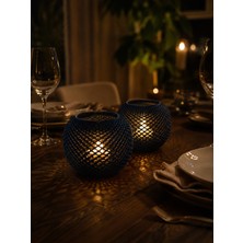 Sirius Labyrinth Pla Matte Dekoratif LED Mumluk – 7.5 cm Lacivert 1 Adet Tea Light Mum Hediye
