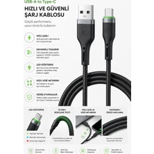 Tuji Premium Usb-A To Type-C Hızlı Şarj ve Data Kablosu – LED Göstergeli, 31.000+ Bükülme Dayanımlı Örgülü Şarj Kablosu
