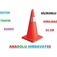 Üstün Reflektörlü Trafik Konisi Silikonlu Plastik Otopark Dubası Delinatör Park Dubası 55CM