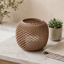Sirius Labyrinth Pla Matte Dekoratif LED Mumluk – 7.5 cm Kahverengi + 1ADET LED Mum Hediye