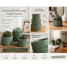 Geometrik Dokulu Dekoratif Sukulent Saksısı | Modern Minimalist Tasarım | 3 Boy Seçeneği