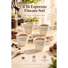 Lucky Love 4’lü Espresso Fincanı Seti Beyaz Seramik Made With Love Tasarımlı Kahve Fincanı