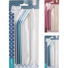 Koopman Renkli Fırçalı Çelik Pipet 5 Parça 5 Adet