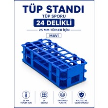 Labolist Tüp Standı  - Tüp Sporu - 24 Delikli- 25 mm Tüpler Için - Mavi